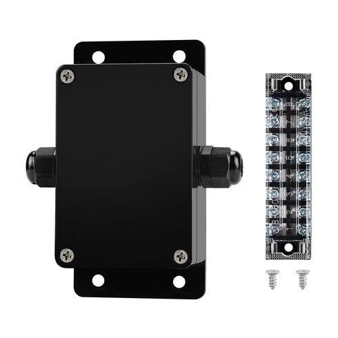 ABS IP67 Waterproof Dustproof Electrical Junction Box, with 15A 600V Barrier Terminal Cable Connector, 1 in/1 Out Power Junction Box?3.93 * 2.67 *...