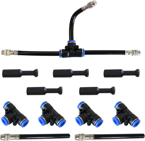 5 Pack Brass Misting Nozzle Tee, w/ 0.32 in Dia Built in Hose for Outdoor Watering System, Adjustable 360° Rotation Nozzles, Water Mister Nozzles ...