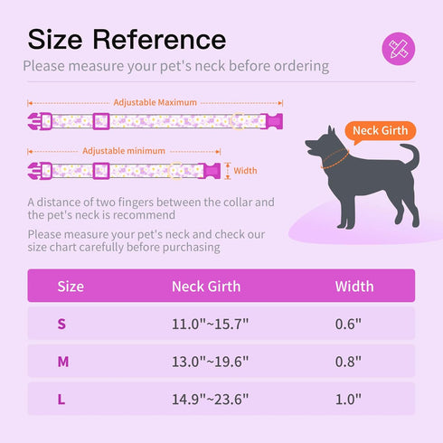 Dog Collars with Buckle Adjustable for Cute Girl Female Boy Dogs,Special Soft and Fancy Dog Pet Collar with Flower Design for Small Medium Large D...