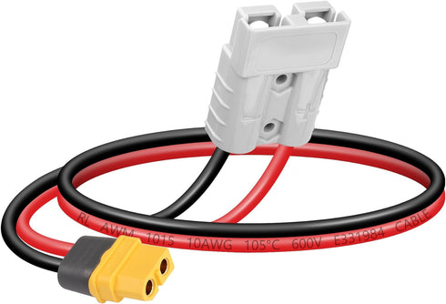 SinLoon 50AMP 600V Battery Adapter Cable 10AWG ADS Plug Connector to XT60 Female Cable 11.8inch (30CM XT60 Female)...