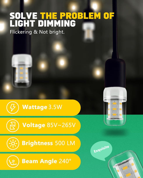 Refrigerator LED Light Bulb KEI D34L Refrigerator Bulb Light Replacement Fit for Frigi-daire Ken-More-2 Packs (3.5W 85V-265V E27 2700K Warm Light)...