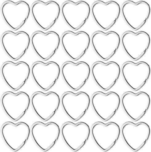 50 PCS Heart Shape Keyring Metal Silver Split Key Rings Heart Keychain Craft for DIY Home Car Keys Valentine's Day Mother's Day...