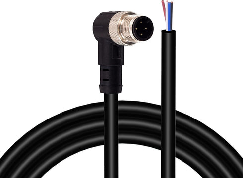 M12 Male 4 Pin Right Angle Connector Aviation Socket Electrical Cable 6.5Ft/2M Connector Aviation Link Cable for Industrial Automation Control,Fie...