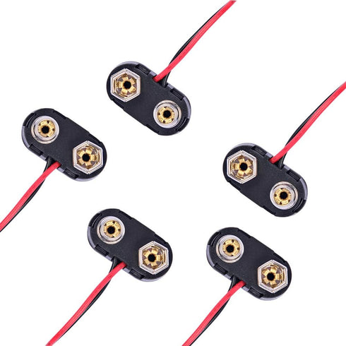 (Pack of 5) T-Type 9V Battery Connector, 9 Volt Battery Clip, 9V Battery Clip Connector with Wire and Hard Buckle Plastic Housing...