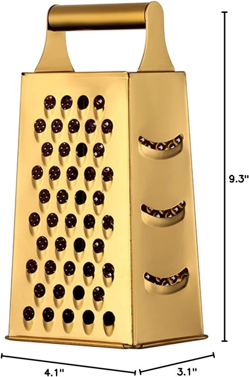 Large Stainless Steel 4 Sides Grater Slicer with Handle, Multifunctional Cutter Planing for Ginger, Garlic, Cucumbers, Carrots, Cheese, Potato, Er...