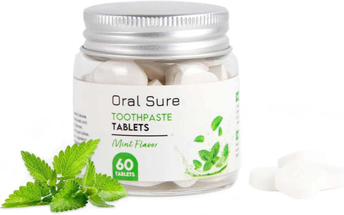 Toothpaste Tablets - Mint Flavor, Anti-Plaque, Anti-Cavity, Prevents Tooth Decay, Anti-Gingivitis, Oral Cleaner, Travel-Friendly, Fluoride-Free...