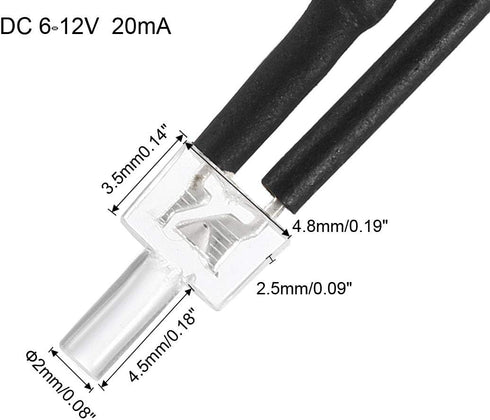 uxcell 1Pcs 2mm Pre Wired LED, White DC6-12V Clear Lens, Light Emitting Diodes...