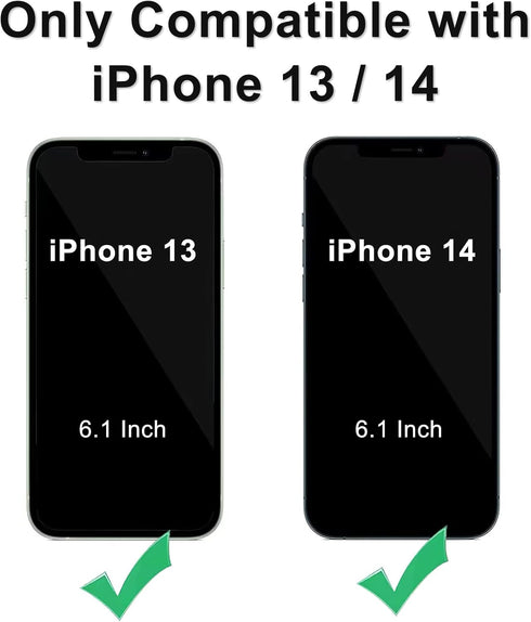 DEERLAMN for iPhone 13 Case, iPhone 14 Case with Slide Camera Cover + Screen Protector (2 Packs), Rotated Ring Kickstand Military Grade Shockproof...