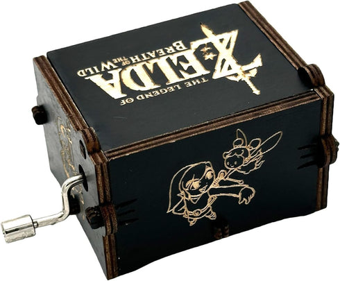 Pursuestar The Legend of Zelda-Storms from Ocarina of Time Wood Music Box, Hand Crank Engraved Vintage Wooden Musical Box for Birthday Valentine W...