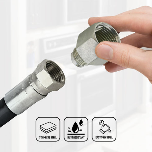 Flextron FTGF-38F12 Gas Connector Adapter Fitting with 3/8" Outer Diameter Flare Thread x 1/2" FIP, Uncoated, for Log & Space Connectors, Excellen...