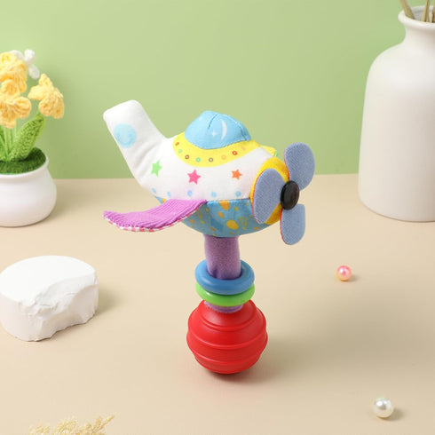 Toyvian Baby Soft Rattles Toy Infant Shaker Teether Cute Stuffed Airplane Handbells Soft Baby Rattle Toy Airplane Rattles Toy for Newborn Baby Gif...