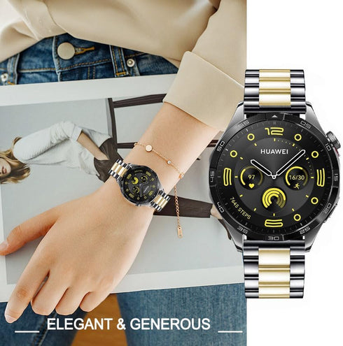 Bands Compatible with Samsung Galaxy Watch 46mm / Galaxy 3 45mm, 22mm Stainless Steel Metal Replacement Strap for Huawei Wacth GT5 / GT5 Pro / 4/4...