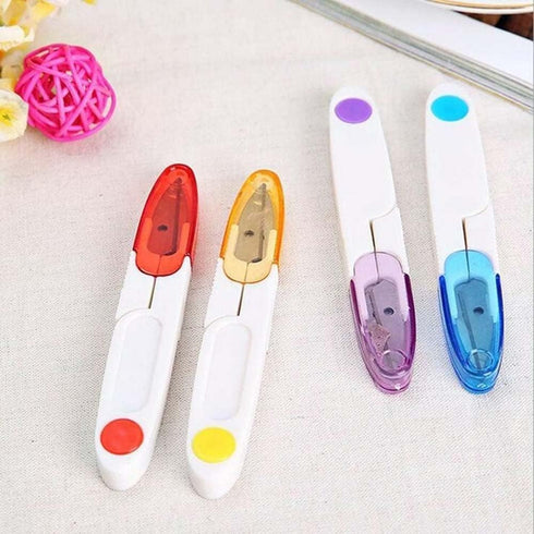 Purple Plastic Handle & Safety Cover Sewing Scissors Clothes Thread Embroidery Cross-stitch Craft Clipper Cutter Tailor Nippers,Snips Trimming Nip...