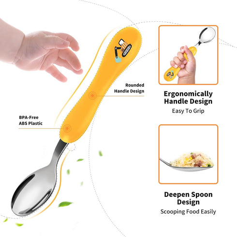 Lehoo Castle Toddler Utensils Kids Silverware, 6pcs Safety Stainless Steel Toddler Fork Spoon Knife Set, Children Flatware Set, Safety Utensils fo...