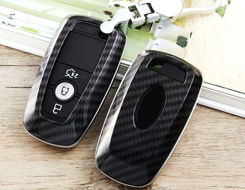 iJDMTOY Exact Fit Black Glossy Carbon Fiber Finish Key Fob Shell Compatible with Ford 2018-up Mustang F150 F250 Bronco Explorer Expedition Keyless...