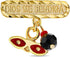 Gold Plated Religious St Lucy Simulated Azabache Evil Eye Protection Brooch Pin for Babies, Infants, and Toddlers - Red Enamel Saint Lucy Eyes Cha...