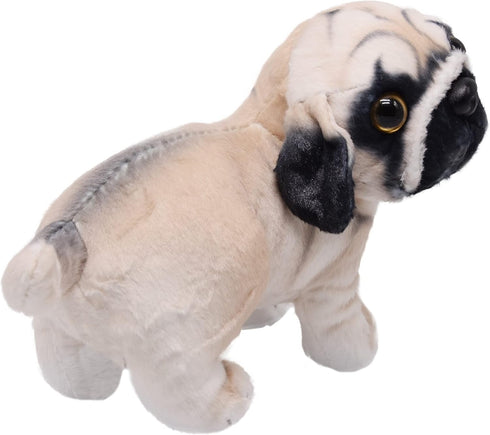 Lifelike Pug Dog Stuffed Animal Animated Plush Puppy Toy Doll Super Realistic Dogs Act Like Real Excellent Gifts for Kids Birthday Party Dog Colle...