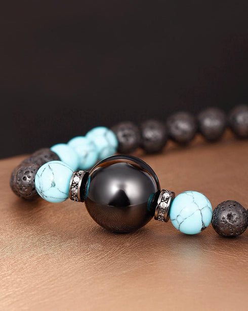 Lava Stone/Black Obsidian Choker Necklaces Created Turquoise Women Mens Strand Crystal Necklace for Meditation or Yoga...