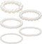 5 Pcs White Pearl Bracelets for Women, White Stretch Bridesmaid Pearl Bracelets Bridal Wedding Elastic Bracelets Stackable Faux Pearl Bracelets fo...