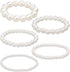 5 Pcs White Pearl Bracelets for Women, White Stretch Bridesmaid Pearl Bracelets Bridal Wedding Elastic Bracelets Stackable Faux Pearl Bracelets fo...