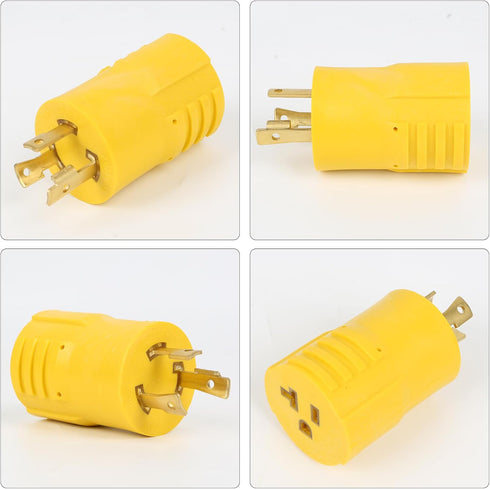 NEMA L5-30P to 5-15R 5-20R Compact Power Adapter Connector, 3 Prong 120V 30 Amp Twist Lock Adapter Male Plug to 20 Amp Female Receptacle Adapter f...