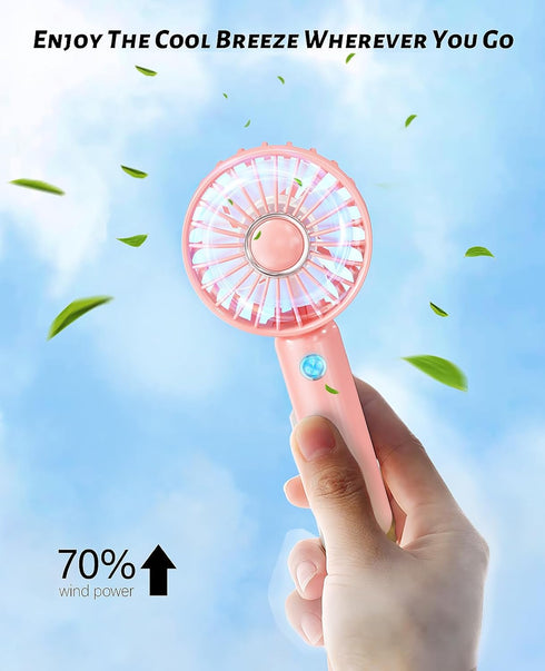 Portable Mini Fan, HandHeld Small Personal Battery Operated Fan Quiet usb Rechargeable 3 Speed makeup Lash Fan for Outside Travel Patios Indoor Sh...