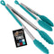 GORILLA GRIP Stainless Steel Heat Resistant Kitchen Tongs for Cooking, 9 + 12 Inch, Set of 2 BBQ Tong, Non Scratch Silicone Tip for Pan, Strong Gr...