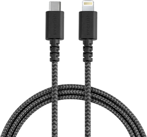 Smartish USB-C to Lightning Cable for iPhone 15/14 - Crown Joule - 6 Foot Universal Fast Fabric Wrapped Charging Cable - Apple MFi Certified for i...