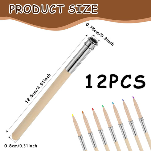 12 Pieces Wooden Pencil Pencil Extenders for Artists with Adjustable Metal Handle Lengthener Pencil Pull Charcoal Holder Crayon Extension for Offi...
