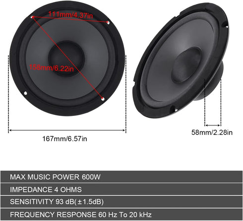 Car Audio Loudspeaker, 6.5 Inch 600W 2-Way Car HiFi Coaxial Speaker Vehicle Door Auto Audio Music Stereo...