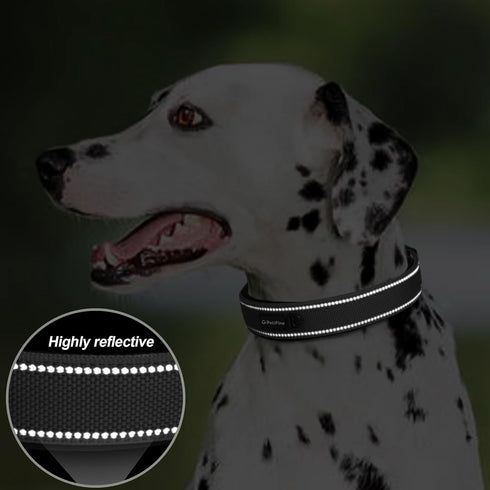 PetiFine Neoprene Padded Dog Collar, Heavy Duty Comfort Dog Collar with Durable Metal Buckle, Reflective Adjustable Belt Buckle Dog Collars for Sm...