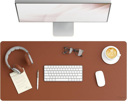 Smead Desk Pad, Vegan Leather Desk Mat with Non-Slip Faux Suede Backing, Perfect Desk Organizer for Office Decor, 36” x 17” Large, Saddle (64827)...