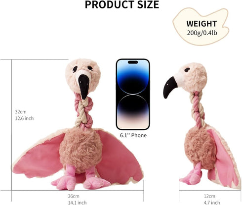 Cute Animal Squeaky Dog Toys for Large and Medium Breed Dogs and Pupplies, Stuffed Dog Chew Toys with Crinkle Paper and Durable Ropes, Soft Tug Pl...