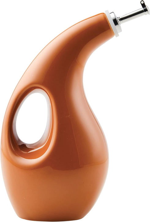 Rachael Ray 48466 Ceramic EVOO Oil and Vinegar Dispensing Bottle with Spout, 24 Ounce - Pumpkin Orange...