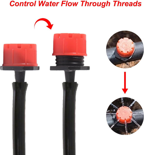 100pcs Drip Irrigation Fittings 360 Degree Adjustable Irrigation Drippers Sprinklers 1/4 Inch Drip Fittings for Watering System...