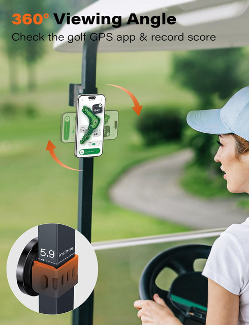 A2C for Magsafe Golf Cart Phone Mount Holder, Magnetic Phone Mount with Adjustable Strap for Golf Cart Railing, Portable Golf Cart Accessories, Co...