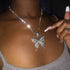 Crystal Large Butterfly Necklace Choker Silver CZ Tennis Chain Sparkly Butterfly Pendant Necklace Charm Bling Rhinestone Butterfly Prom Necklace J...