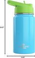 Kids Water Bottle - 12oz Blue | Leak Proof With Straw & Handle | 24 Hours Cold | Insulated, Double Wall Stainless Steel | Easy Sip Toddler Cup | C...