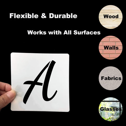 3 Inch Alphabet Letter Stencils for Painting - 70 Pack Letters and Numbers Stencil Templates with Signs for Painting on Wood, Reusable Number and ...
