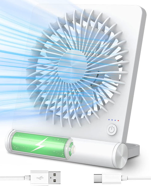 Small Desk Fan, 2000mAh Rechargeable USB Fan Battery Operated,Ultra Quiet, Strong Wind, 3 Speeds Travel Fan...