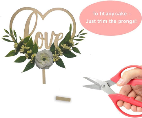 Wedding Cake Topper - Rustic Theme for Bridal Shower Engagement Anniversary Party Decoration , Personalized Heart Shaped , Wooden...