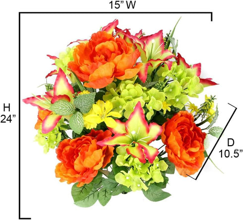 Admired By Nature Spring Bush Artificial Hydrangea Flowers, Yellow/Orange/Beauty/Kiwi...