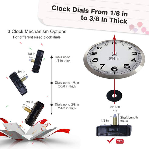 6 Pieces Clock Mechanism Replacement Kit with 9 Pack Clock Hands, Silent Sweep Clock Motor Kit Battery Operated for Clock Repair DIY Replacement, ...