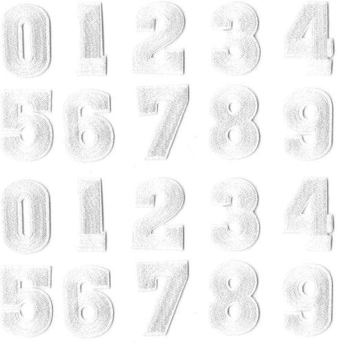 2 Sets Number Patches Set Number Appliques 0-9 Iron On Stickers Sew On Decals Iron On Numbers for Jerseys Varsity Jacket Fabric Embroidered DIY De...