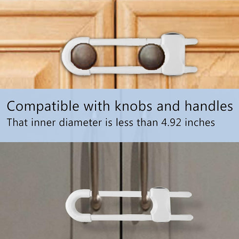 Sliding Cabinet Locks, Child Safety Locks U-Shaped Adjustable Child Proof Locks Multi-Purpose Latches for Drawers Closets Refrigerators Storage Do...