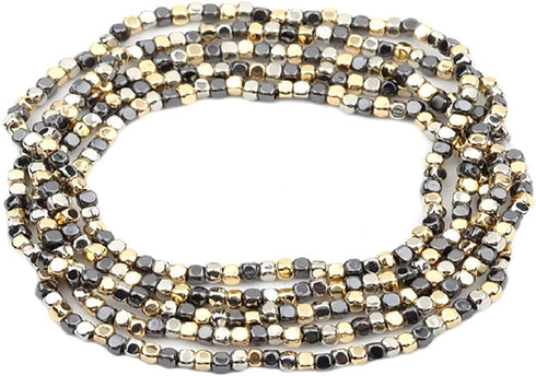 Rosemarie Collections Women's Chic Set Of 5 Seed Bead Nugget Stretch Bracelet, 6.75"...