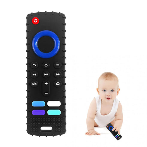 Baby Teething Toys, Soft Silicone Teethers for Babies 3 6 12 18 Months, Fire Stick TV Remote Control Shape Infant Chew Toys for Boys and Girls, Ba...