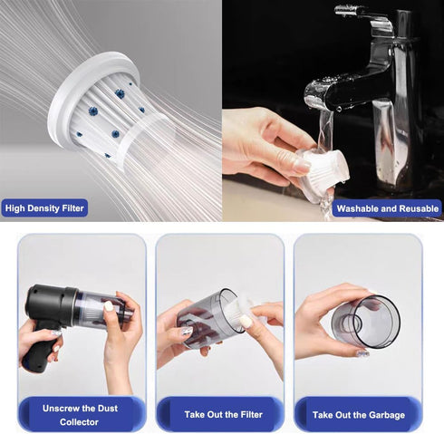 9000PA Handheld Vacuum Cordless, Portable Car Vacuum with LED Light, Mini Car Vacuum Cleaner, Black Hand Vacuum with Low Noise for Car, Home, Offi...