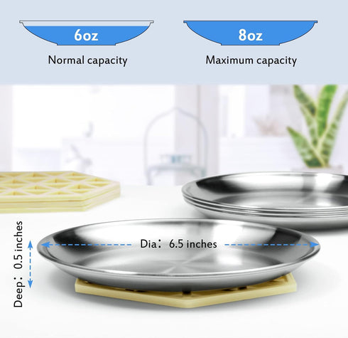 Stainless Steel Cat Dishes for Food and Water Bowls for Small Pets -4 Sets Flat Style...