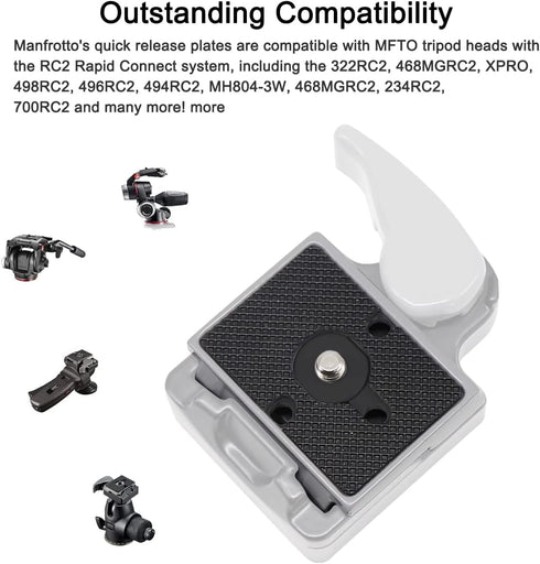 2 Pack Quick Release Plate, Tripod Quick Release Adapter Compatible for Manfrotto 200PL-14 QR Cameras Tripod, Camera Mounting Adapter with 1/4" an...